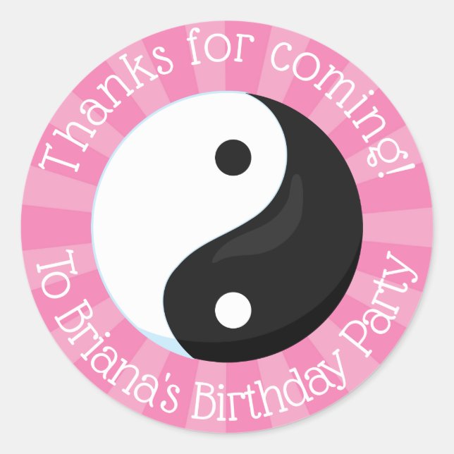 Karate Party Favor Sticker for a Girl (Front)