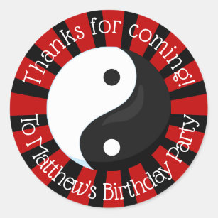 Karate Party Red Birthday Party Favor Classic Roun Classic Round Sticker
