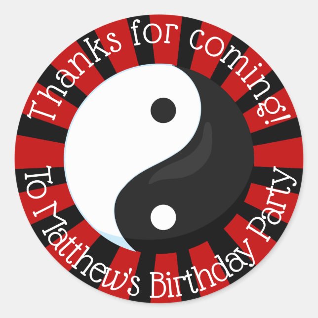 Karate Party Red Birthday Party Favor Classic Roun Classic Round Sticker (Front)