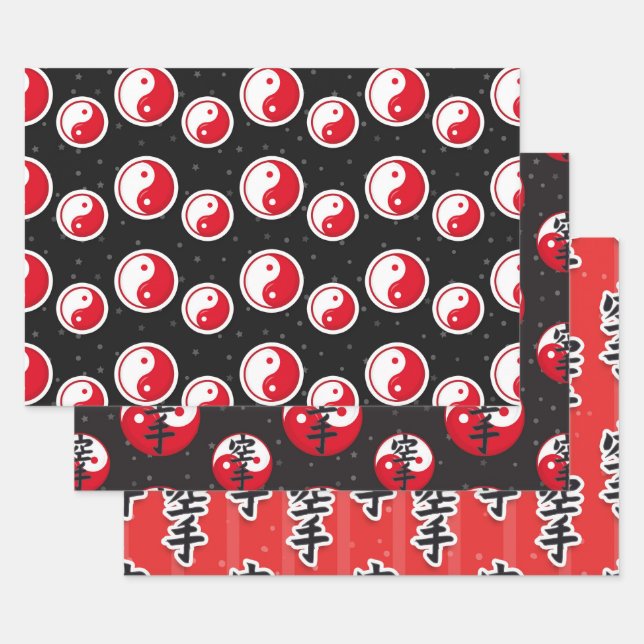 Karate Pattern Wrapping Paper Sheets (Set)