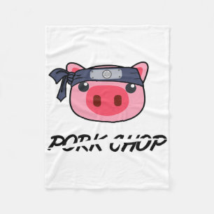 Karate Pig Pork Chop Funny Gift  Fleece Blanket