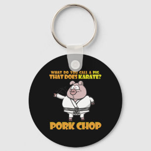 Karate Pig Porkchop Funny Saying For Men Women Kid Keychain