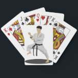 Karate Pose Playing Cards<br><div class="desc">Strike an awesome karate pose just like this one. This person is in there karate outfit and they are in a karate pose. This karate person is wearing a black belt. This karate pose design looks great on these playing cards. Perfect for yourself or as a gift</div>