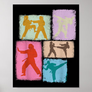 Karate Practitioner Collage Women Kids Sensei Poster
