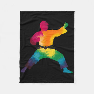Karate Practitioner Colorful Tie-dye Martial Arts Fleece Blanket