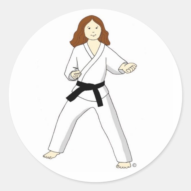 Karate Princess (brunette) Stickers (Front)