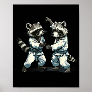 Karate Raccoon Animal Mma Taekwondo Martial Arts Poster