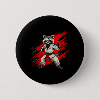 Karate Raccoon Motif Taekwondo Jiu-Jitsu Mma Button