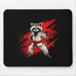 Karate Raccoon Motif Taekwondo Jiu-Jitsu Mma Mouse Pad