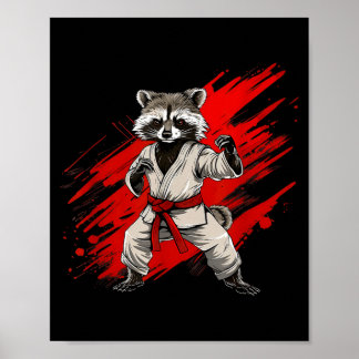 Karate Raccoon Motif Taekwondo Jiu-Jitsu Mma Poster