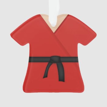 Karate Red Uniform Black Belt Ornament by tshirtmeshirt at Zazzle