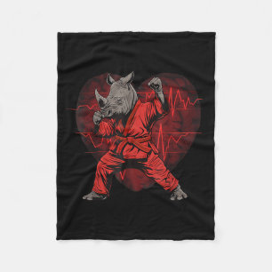 Karate Rhino Animal Mma Taekwondo Martial Arts Fleece Blanket