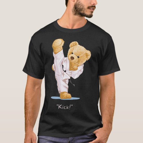 Karate s for Kids Teddy Bear Kick Taekwondo Kung F T_Shirt