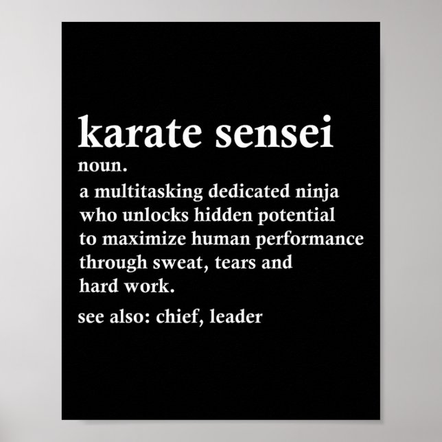 Karate Sensei Definition Funny Martial Arts Instru Poster (Front)