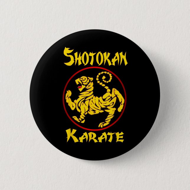 Karate Shotokan Tiger Martial Arts  Button (Front)