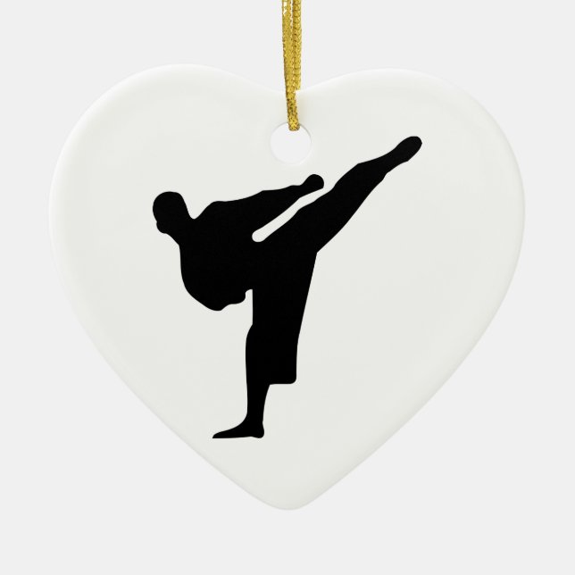 Karate Silhouette Ceramic Ornament (Front)