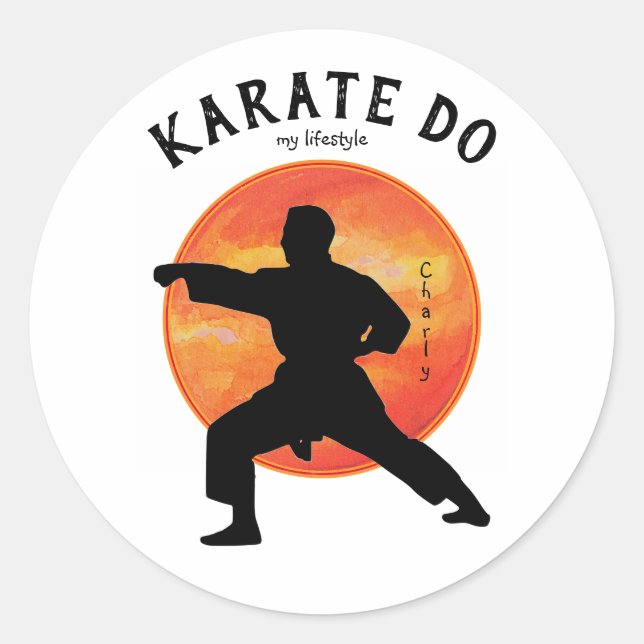 Karate Silhouette Japan Martial Arts Rising Sun    Classic Round Sticker (Front)
