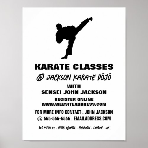 Karate Silhouette Karate Class Advertising Poster