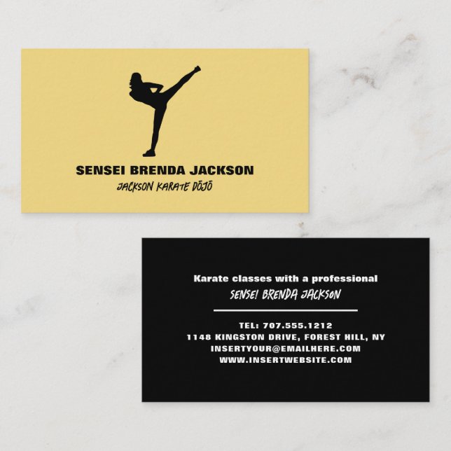 Karate Silhouette, Karate Sensei Business Card (Front/Back)