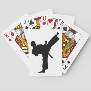 Karate Silhouette Kick Poker Cards