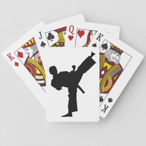 Karate Silhouette Kick Poker Cards