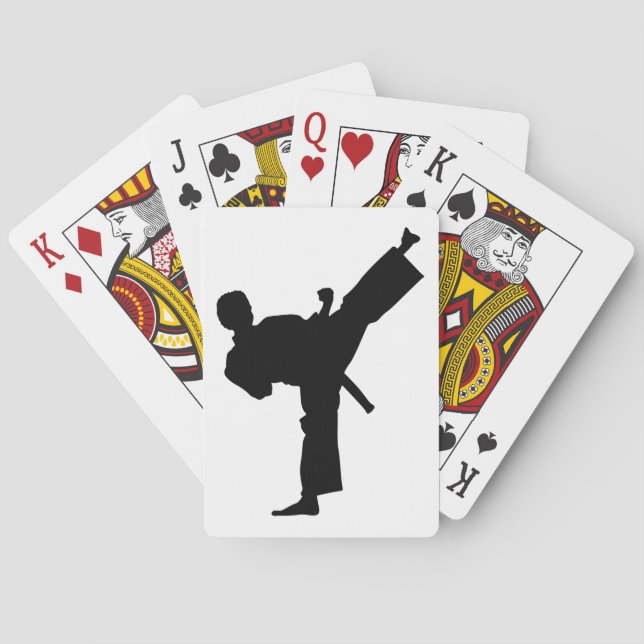 Karate Silhouette Kick Poker Cards (Back)