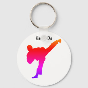 Karate Silhouette Martial Arts Gradient Red Purple Keychain