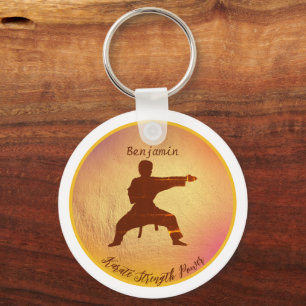 Karate Silhouette Modern Martial Arts Personalized Keychain