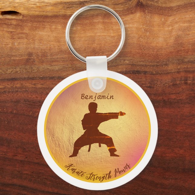 Karate Silhouette Modern Martial Arts Personalized Keychain (Front)