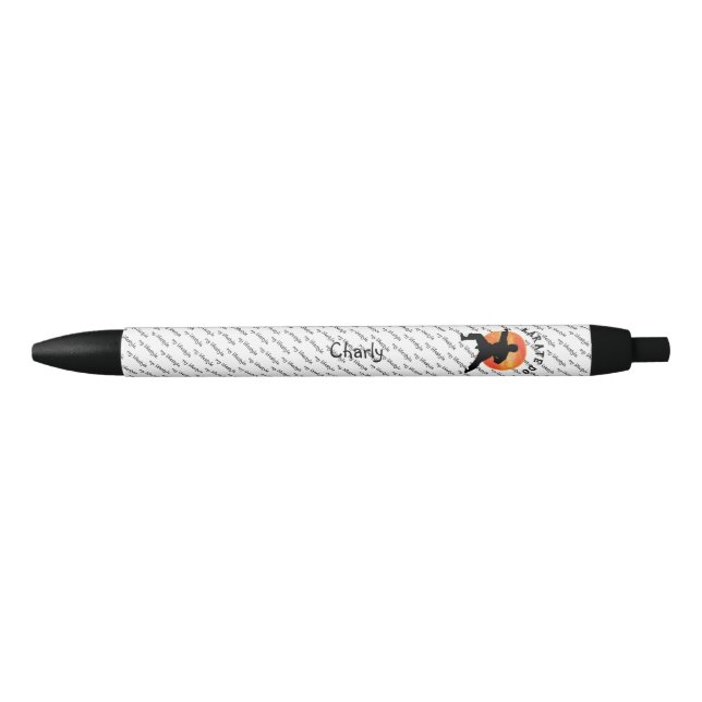 Karate Silhouette Rising Sun with Name Modern Chic Pen (Front)