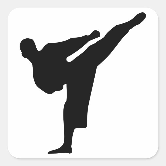 Karate Silhouette Square Sticker (Front)