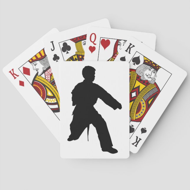 Karate Silhouette Stance Poker Cards (Back)