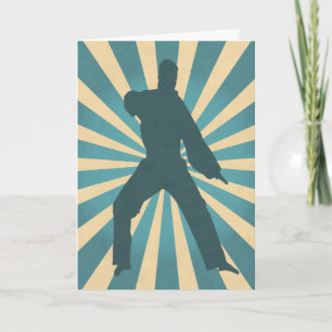 Karate Silhouette w/ Sunburst Birthday Card