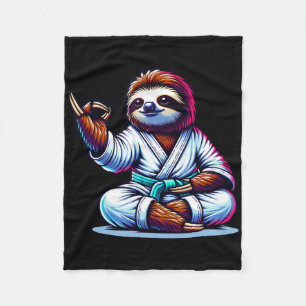 Karate Sloth Embracing Calm Serenity  Fleece Blanket