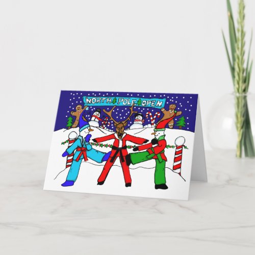 Karate Snowmen and Reindeer Karate Tournament Card