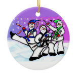 Karate Snowmen with Weapons Ornament Round Karate Snowmen with Weapons Ornament Round