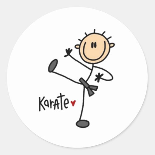 Karate Stick Figure Classic Round Sticker