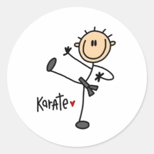Karate Stick Figure Classic Round Sticker