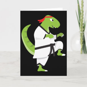 Karate T-rex Cool Cute Dinosaur Fighter Halloween Card
