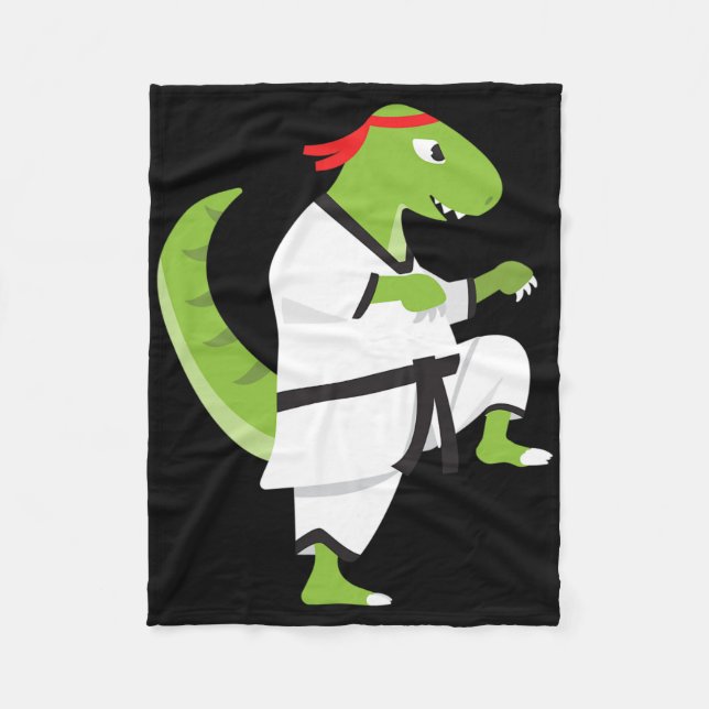Karate T-rex Cool Cute Dinosaur Fighter Halloween  Fleece Blanket (Front)