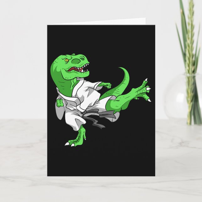 Karate T-rex Dino Student Dinosaur Teacher Karatek Card (Front)