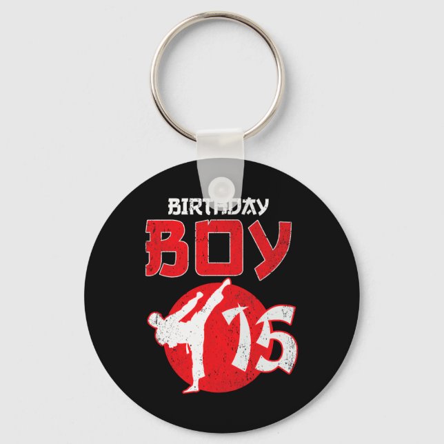 Karate Taekwondo 15 Years Old Birthday Martial Art Keychain (Front)