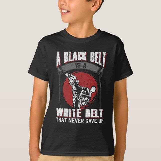 Karate Taekwondo Black Belt Martial Arts Fighter T-Shirt (Front)