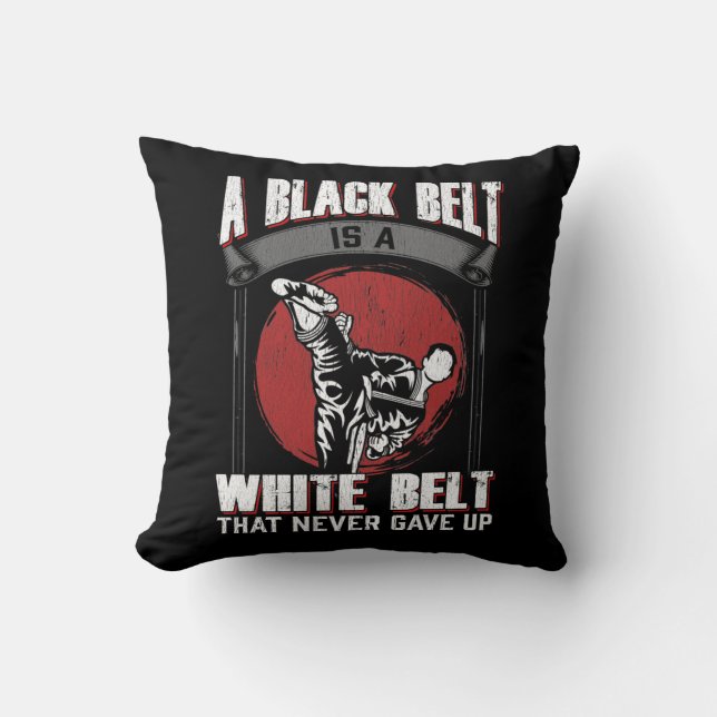 Karate Taekwondo Black Belt Martial Arts Fighter Throw Pillow (Front)