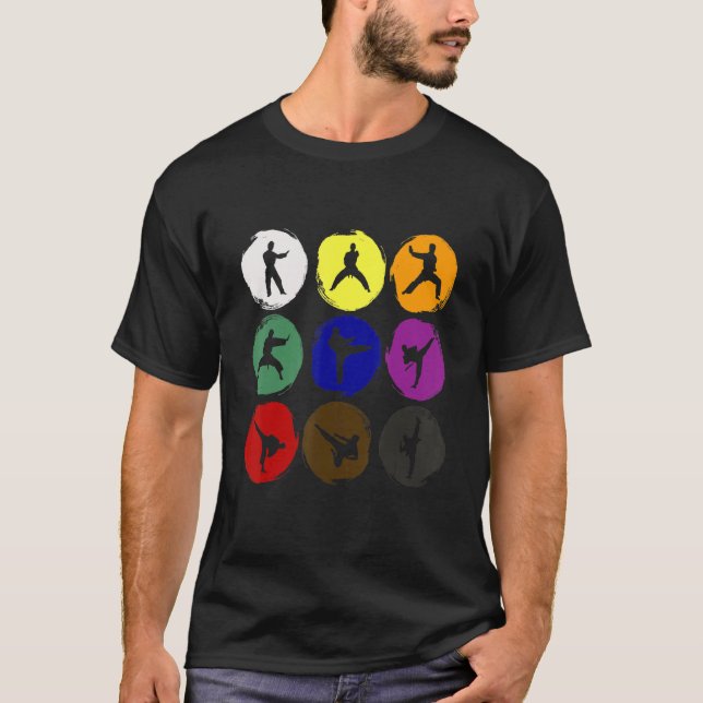 Karate & Taekwondo Black Belt Martial Student Desi T-Shirt (Front)