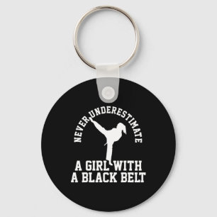 Karate Taekwondo Blackbelt Girl Keychain