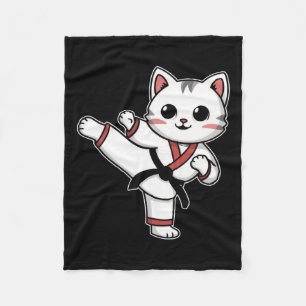 Karate Taekwondo Funny Cat Jiu Jitsu Women Girls M Fleece Blanket