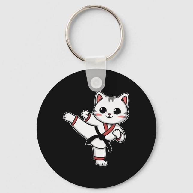 Karate Taekwondo Funny Cat Jiu Jitsu Women Girls M Keychain (Front)