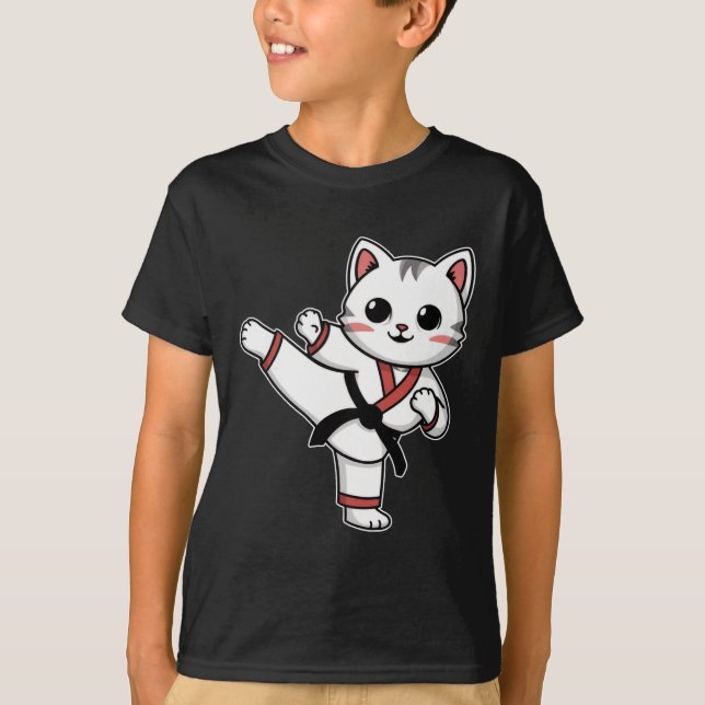 Karate Taekwondo Funny Cat Jiu Jitsu Women Girls M T-Shirt (Front)