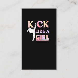 Karate Taekwondo Jiu Jitsu Girl Fighting Fun Business Card